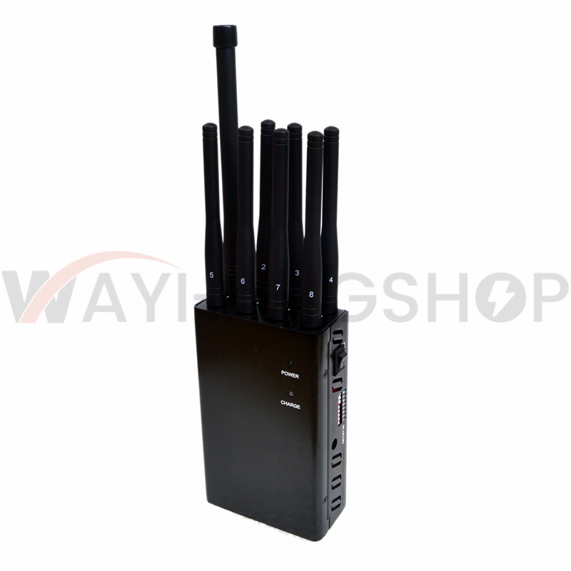 Newest 8 Antennas Handheld Cell Phone Jammer Blcok 2G/3G/4G and LOJACK GPS WIFI Signals 