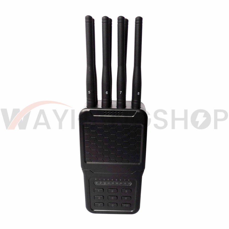 Handheld 8-CH Wireless Signal Jammer of ABS shell with Nylon Cover easily carry