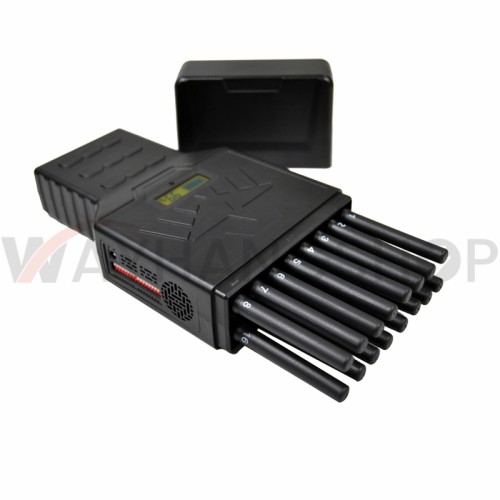World First Handheld 16 Bands Cell Phone Signal Jammer Hidden Antenna Blocking 4G Wi-Fi5G RF Signal Jammer 12Watt Jamming up to 20m