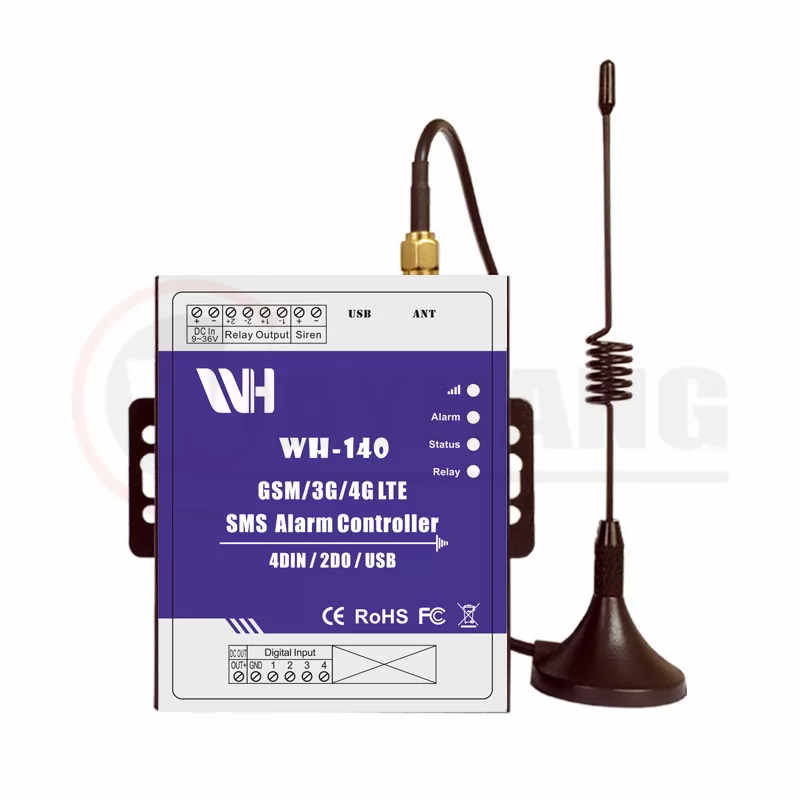 WH-140 GSM SMS Remote Alarm Controller Digital input Monitoring Alarm for Machine Pump Valve Wireless Relay Switch