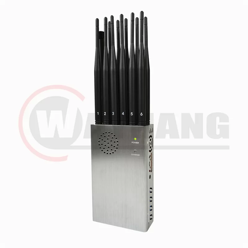 Newest 12 Antennas Plus Portable Mobile Phone Signal Jammer Bigger Hot Sink & Battery 8.4Watt Jamming up to 20m
