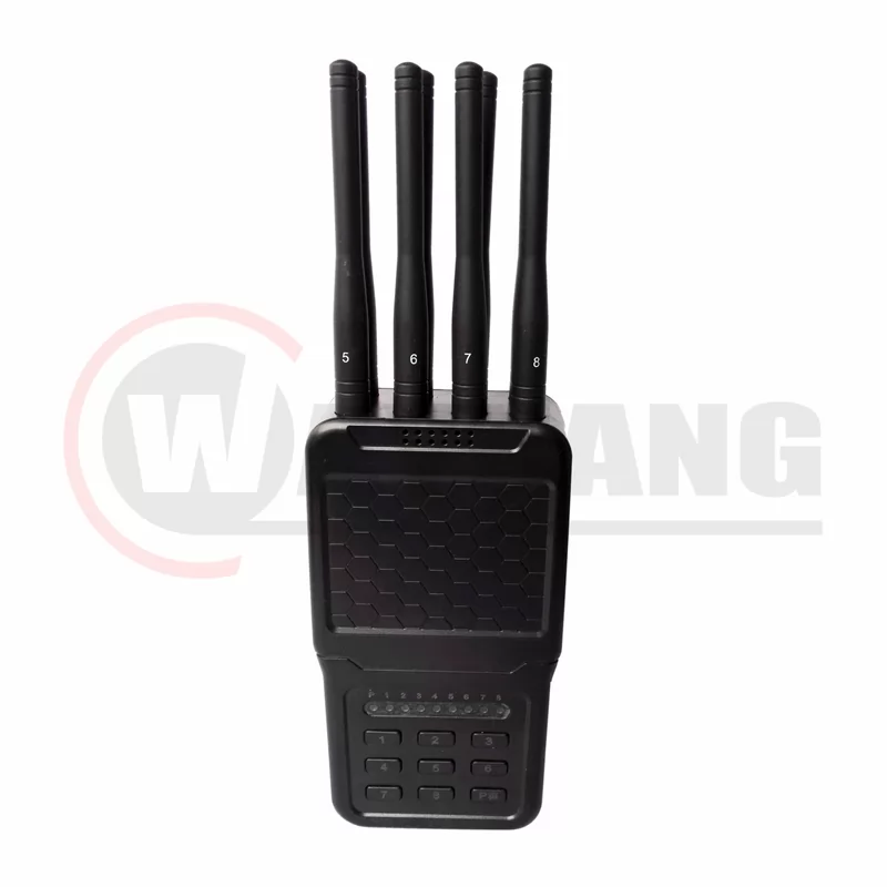 Handheld 8-CH Wireless Signal Jammer of ABS shell with Nylon Cover easily carry